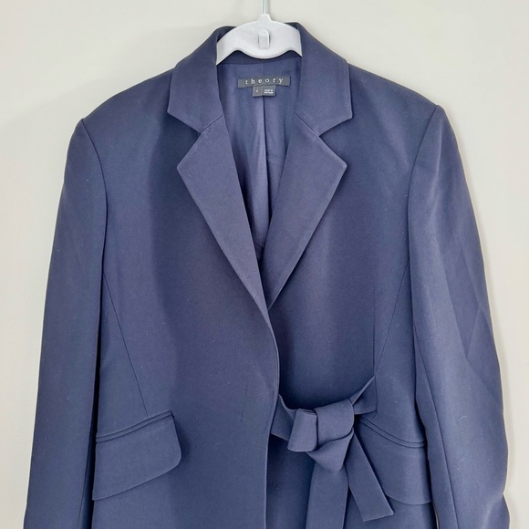 THEORY Classic Blazer With Tie Closure NIBEL ADMIRAL CREPE 0 - Picture 3 of 13